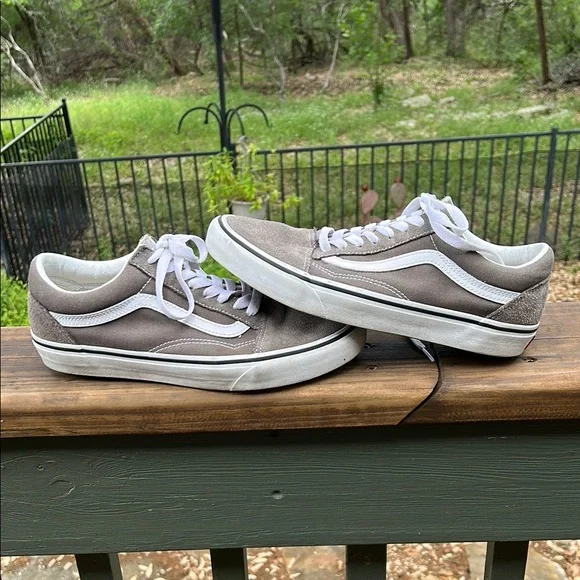 Vans Gray and White Old Skool Sneakers - Picture 2 of 6